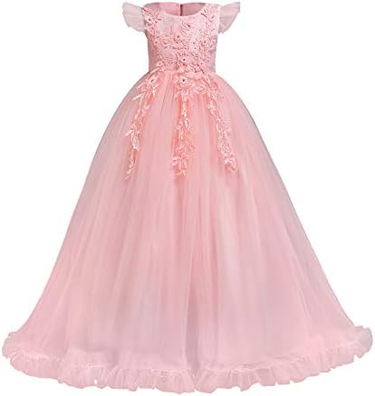 Flower Girls Maxi Dress Bridesmaid Wedding Pageant Party Princess Communion Floral Boho Vintage Lace Dance Gown