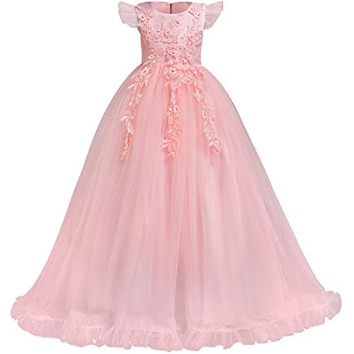 Flower Girls Maxi Dress Bridesmaid Wedding Pageant Party Princess Communion Floral Boho Vintage Lace Dance Gown