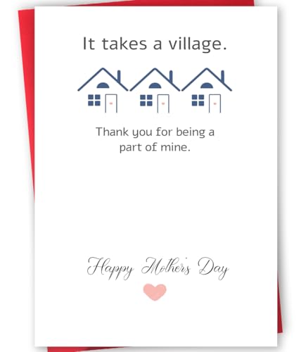 mmuue Happy Mother's Day Card for Friend, Cute Mothers Day Gifts for Bestie, Funny Mother's Day Card for Her, It Takes A Village. Thank You For Being A Part Of Mine