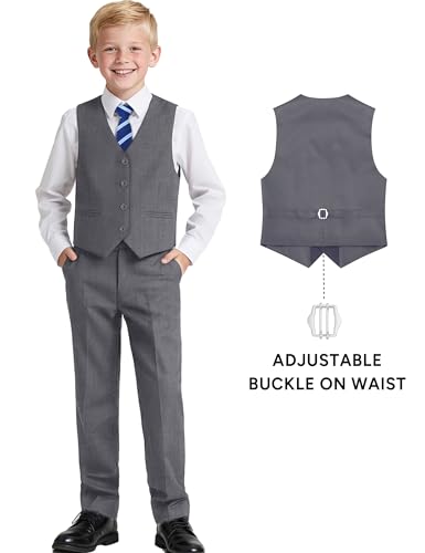 Image of Boy's 4 Button Formal Suit Vest with Tie