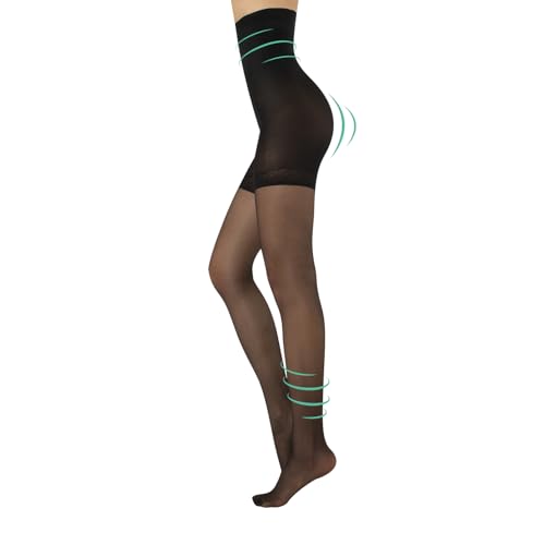 CALZITALY Collant Modellanti Vita Alta, Calze Contenitive Snellenti Effetto Push Up (M, Nero)