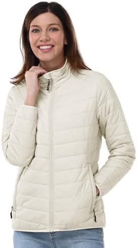 Outdoor Ventures Damen Steppjacke Packbare Leichte Warme Pufferjacke | Wasserabweisend, Gefüttert, Weich, 3 Taschen, Maschinenwäsche, Puffer Jacke, Übergangsjacke, für Wandern Reis