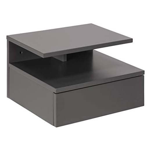 AC Design Furniture Fia mesita de noche, al.: 22,5 × an.: 32 × lar.: 35 cm, Gris claro, MDF, 1 pza.
