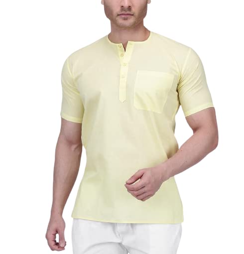 FashtasticMen's Cotton Halfsleeve Short Kurta for Summer