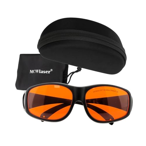 MCWlaser 190-540nm Gafas de Protección Seguridad Láser OD7+ Laser Safety Goggle Glasses Para UV light Violet Blue Green Laser 405nm 445nm 450nm 473nm 532nm Tipo de absorción EP-3 Estilo 9