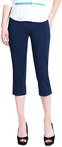 SLIM-SATION Girls’s Commonplace Huge Band Pull on Straight Leg Capri with Tummy Management