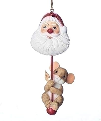 Charming Tails Mouse with Santa Head 2018 Dated Ornament