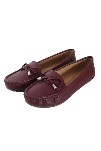 Image of Pluxh Women's Bow Detail Ballet Flats | Soft Cushioned Comfort Shoes | Lightweight Slip-On Footwear | Flexible Anti-Slip Sole | Office Flats