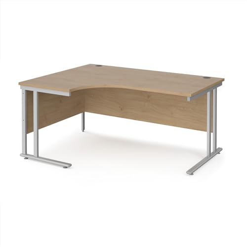 Image of Mr Office Maestro 25 left hand ergonomic desk - silver cantilever leg, Kendal Oak, 1600