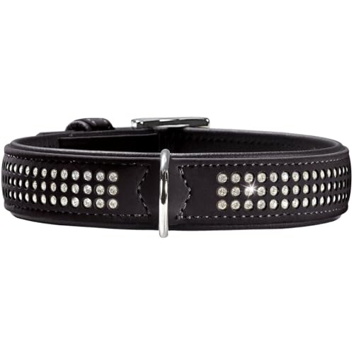 HUNTER SOFTIE TRILUXE Hundehalsband, Kunstleder, glitzernde Strasssteine, 50 (S-M), schwarz