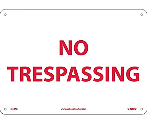 Panneau en aluminium No Trespassing blanc et rouge pour signalisation extérieure