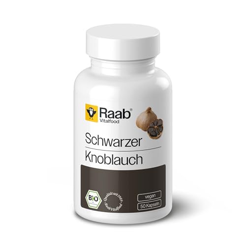 Raab Vitalfood® Bio Schwarzer Knoblauch Kapseln (50 Stück) - mit S-Allylcystein (SAC) aus Schwarzem Knoblauch Pulver aus Spanien, Bio, ohne Zusatzstoffe, Geschmacks- und Geruchsneutral