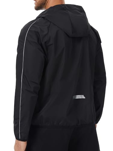 Men Rain Jackets Long Sleeves Zipper Raincoat Lightweight Waterproof with Hood Slim Fit Rain Coat for Outdoor Sports4