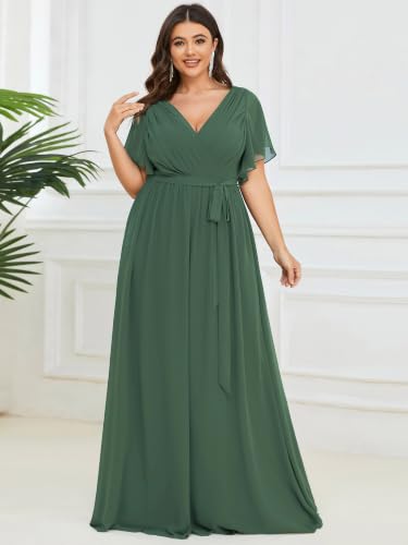 Image of Ever-Pretty Plus Women's Chiffon Maxi Plus Size Formal Bridesmaid Dresses