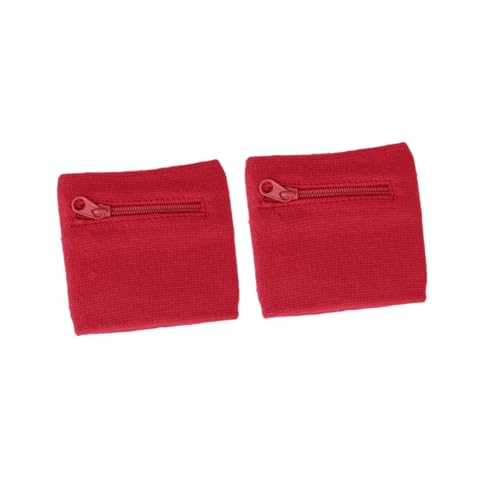 2pcs Running Accessory Wristband Bag Red Pouch for Men Keychain Wristlet Strap - Main Image