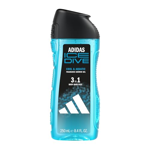 adidas, Ice Dive Gel Doccia Bagnoschiuma 3 in 1 per Corpo, Capelli e Viso, Formula Vegana, 250ml
