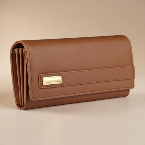Image of ALSU Women's Hand Wallet Purse Clutch | Phone Pocket | Coin Compartment | Credit Card Slots| Zipper Pocket| Office use| Casual use| Faux Leather (Tan)