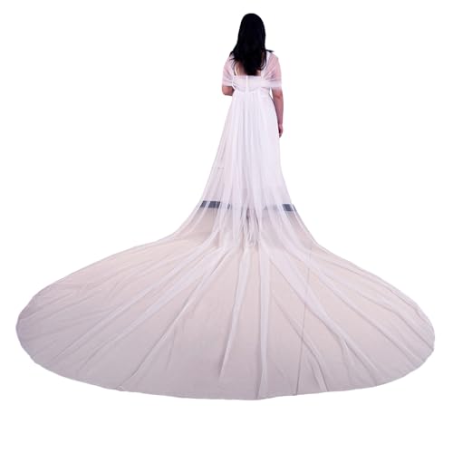 Chal de novia desmontable con bordado elegante para fotografía de bodas 1