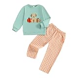 [BINBINNIAO] 子供服 男の子 女の子上下2点セット 長袖 薄手 ハロウィン 丸首 かぼちゃ プリント ベビー服 弾性 可愛い チェック柄 パンツ 快適 パジャマ トレーナー セット ハロウィン 仮装 誕生日 卒園式 入学式 お祝い 春 秋