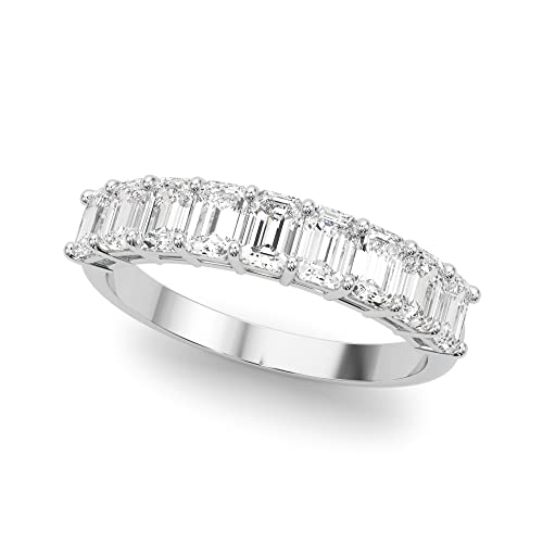 1 Carat & 2 Carat Emerald Lab Grown 14K Diamond Nine Stone Anniversary Band for Women (F-G/VS-SI)