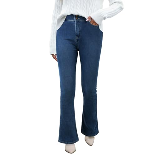 Jean femme évasé confortable pantalon hiver extensible doublé