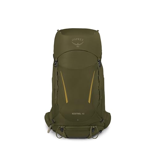 Image of Osprey Kestrel 48L Men's Backpacking Backpack, Green L-XL | hiking pack, camping gear, overnight trail pack, waterproof raincover, rain cover included, waterproof storage, dry bag