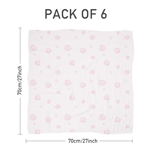 Image of Muslin Baby Burp Cloths, Large 27 x 27 Inches Burping Cloths for Newborn Girls Boys, 6 Pack Baby Burp Rags Towel and Washcloths for Infant (Gentle Colors)
