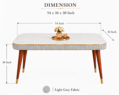 Image of WOODEN SPACE Majestic 4 Seater Wooden Dining Table Set | Urban Marble Top Dining Table with Chairs for Dining Room & Kitchen (Modern Grand Aura Light Grey) (54 x 36 x 30 inch)