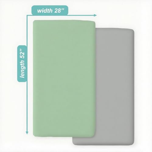 Image of American Baby Company 2 Pack Fitted Crib Sheets 52x28, Gray /Green | Ultra Soft Microfiber Crib and Toddler Bed Sheets, Breathable & Gentle on Baby Skin, Neutral for Boys & Girls