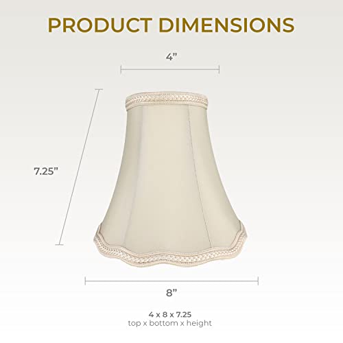 Image of Royal Designs, Inc. Scalloped Bell Designer Lamp Shade, Round Clip Fitter, DSO-83RC-8BG, 4 x 8 x 7.25, Beige