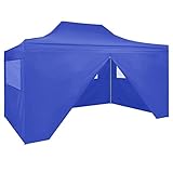 Homgoday Cenador profesional plegable con 4 paredes, 3 x 4 m, de acero azul, cenador de jardín, sombrilla de jardín, playa, pesca, exterior, cortavientos, para decoración de jardín, terraza, ambientes