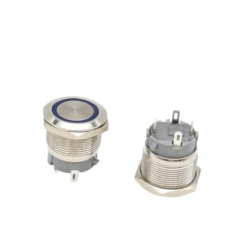 Bouton étanche 16mm métal avec LED bleue pour rénovation tableau de bord