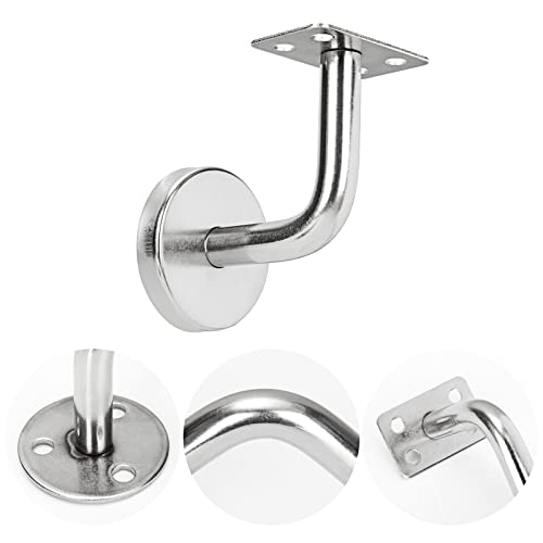 AKOLAFE 8 PCS Stair Handrail Brackets, Heavy Duty Banister Rail Brackets, Wall Mounted Handrail, Stainless Steel Silver Hand Rail Holders for Horseshoe or Square Stair Handrail - Image 4