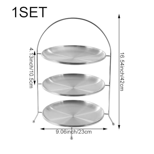 Présentoir à gâteaux chic en acier inoxydable à 3 niveaux - 8