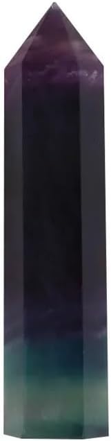 1pcs 11-12cm Colorful Fluorite Single-Pointed Column Stone Hexagonal