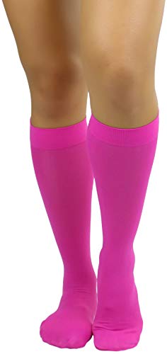 Image of ToBeInStyle Women's Opaque Knee High Nylon Fashion Socks Solid & w /Front Satin Bow