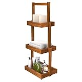 promitop Teak Shower Shelf Bathroom Organizer - 3 Tier Multipurpose Shower Caddy with Non-Slip Base,...