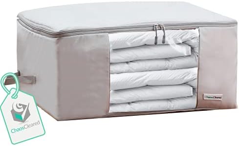 Comforter Storage Bag - Folding Organizer bag for King/Queen Comforters, Pillows, Blankets, Bedding/Quilt, Blanket, Duvet, Mothproof Space Saver; Large Collapsible Organizers, 24"x14"x11"