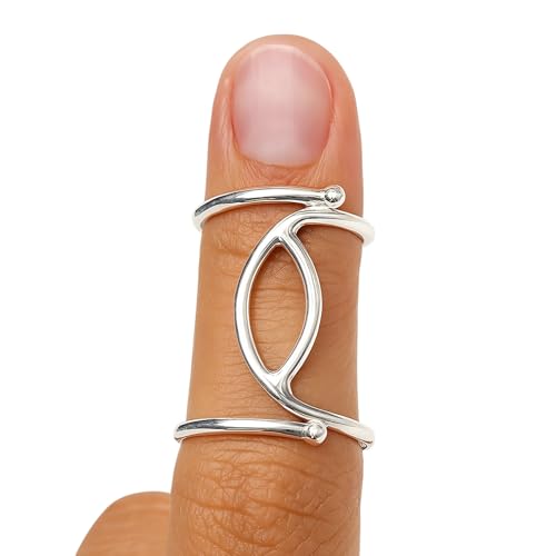 Saanvi Jewellery 925 Sterling Silver Splint Finger Ring Adjustable Long Finger Support Ring for Women Minimalist Open Design for Comfort & Style Modern Statement Adjustable Jewelry Gift for Her