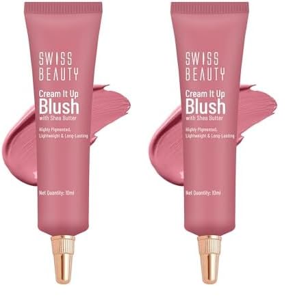 Swiss Beauty Cream It Up Blusher | Highly Pigmented | Long-lasting | Buildable & Blendable | All Skin Types | Shade- Cheek-O-Pink, 10ml (Pack of 2)