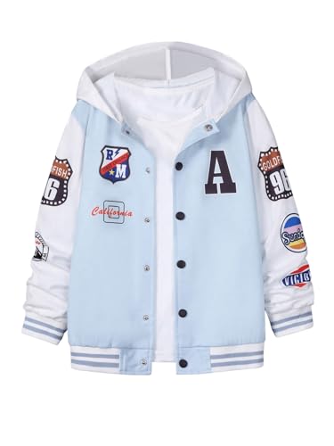 SOLY HUX Boy's Letter Graphic Hoodies Jacket Long Sleeve Button Down Color Block Outerwear