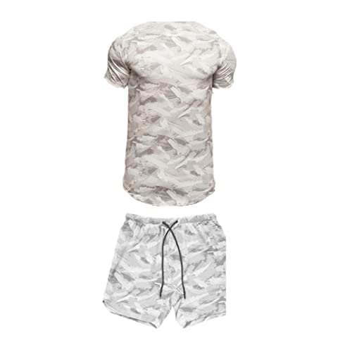 T-shirt camouflage couple blanc séchage rapide ensemble short