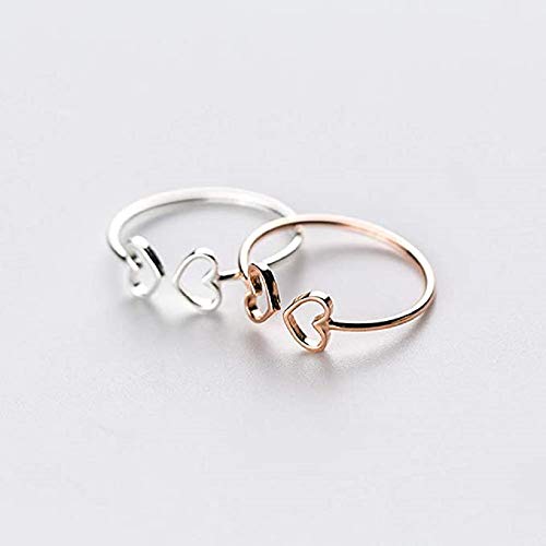 NewZenro Thin Double Heart Love Open Ring for Women S925 Sterling Silver Dainty Cute Tiny Adjustable Engagement Statement Promise Finger Knuckle Rings Daughter Birthday3