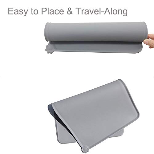 Image of Lessmon Dog Cat Feeding Mat, Silicone Waterproof Pet Food Mat, Grey