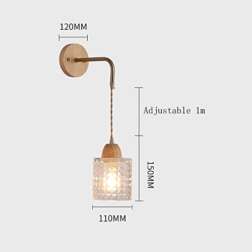 Lámparas de pared ajustables de madera E27 WQHPLMD para decoración interior en dormitorios modernos 5