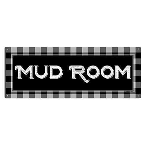 Mud Room, Buffalo Plaid 5.75 x 15.5 Inch Aluminum Sign,