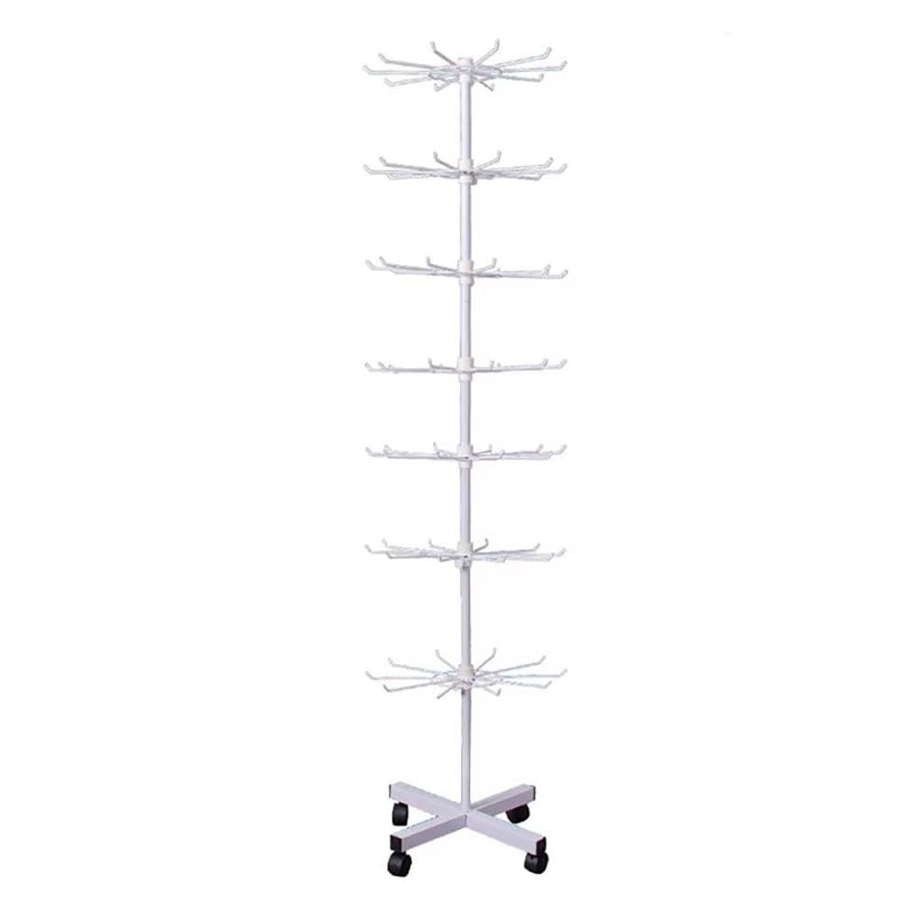 NEWFUN Stojak obrotowy, 7-poziomowy stojak sprzedażowy, obrotowy, z 70 hakami z metalu, 160 cm, czarny, na biżuterię, skarpety, kapelusze, imprezy handlowe
