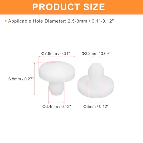 Image of uxcell 26 Pcs Silicone Plugs, Rubber Round Snap in Locking Hole Plugs for 2.5-3mm Hole, Hole Stoppers Waterproof Hole Plug for Metal Tube, Furniture End Caps Inserts, White