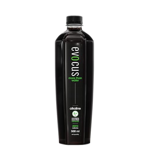 Evocus Black Alkaline Drink 500ml - 8+ pH, 4X Superior Hydration, Essential Minerals, Zero Calories, Caffiene, Sugar| Clinically Proven Benefits | Yes, it works. | Pack of 24 | 500 ml