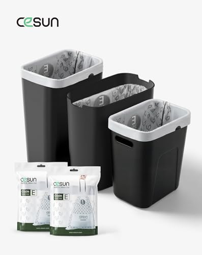 Image of Cesun Code E Drawstring Trash Bags 90 Count, Pre Cut 5 Gallon / 25 Liter Small Trash Can Liners, White